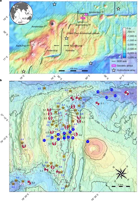 Deep Sea Spreading Event Captured by Seafloor Seismogeodesy