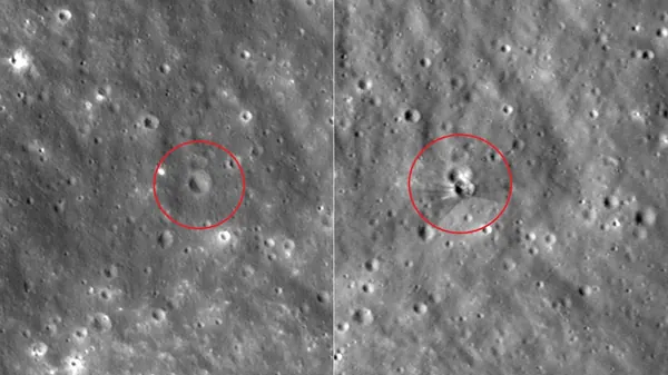 NASA Images Show SpaceX Rocket's Moon Crater After 5,400 MPH Impact
